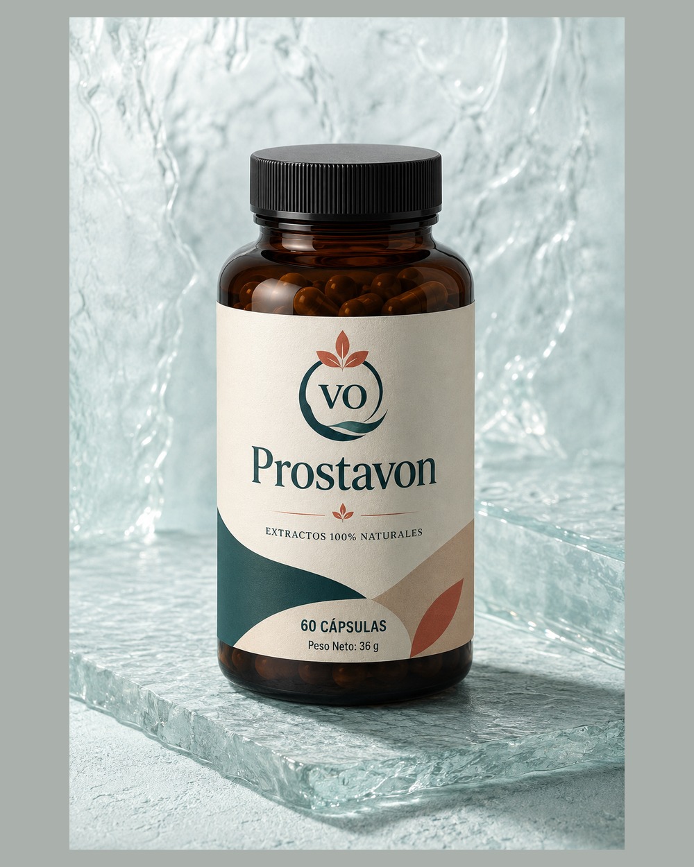 Prostavon en una composición de estudio con tonos crema y verdes